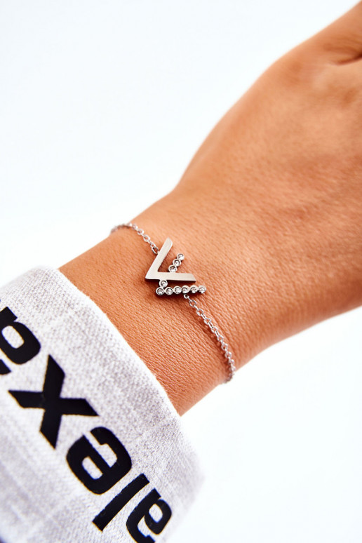 Pulseira com corrente com olhos brilhantes, cor prata