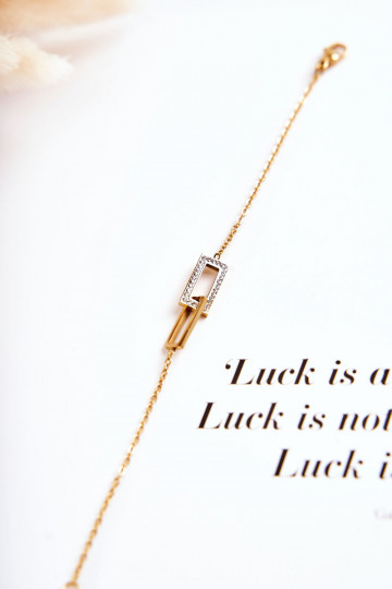 Pulseira feminina com olhos brilhantes na cor dourada