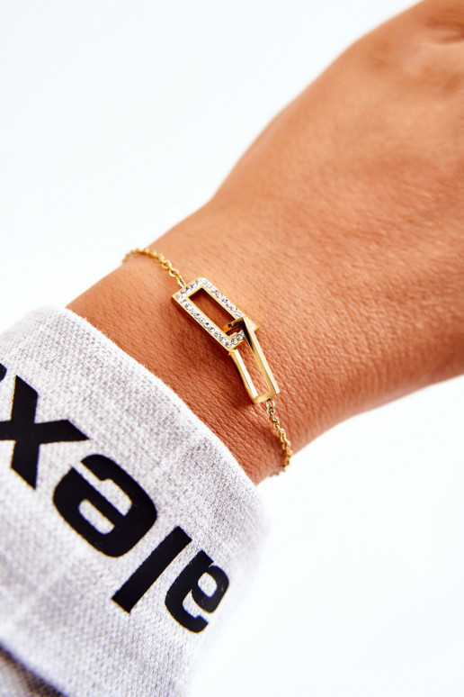 Pulseira feminina com olhos brilhantes na cor dourada Pulseira feminina com olhos brilhantes na cor dourada