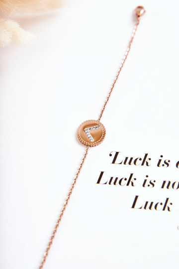 Pulseira feminina com enfeites e olhos de zircão em ouro rosa