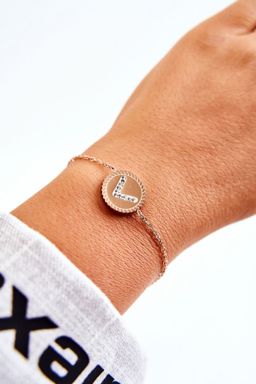 Pulseira feminina com enfeites e olhos de zircão em ouro rosa Pulseira feminina com enfeites e olhos de zircão em ouro rosa