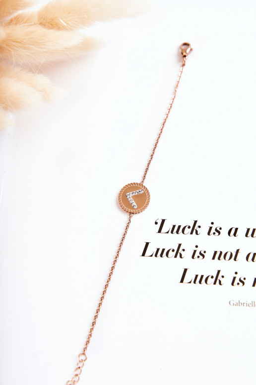 Pulseira feminina com enfeites e olhos de zircão em ouro rosa Pulseira feminina com enfeites e olhos de zircão em ouro rosa