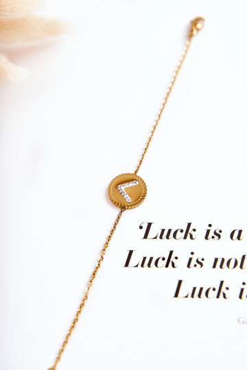 Pulseira feminina com enfeites e olhos de zircão na cor dourada