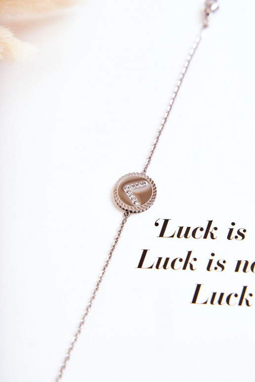 Pulseira feminina com enfeites e olhos de zircão, cor prata Pulseira feminina com enfeites e olhos de zircão, cor prata