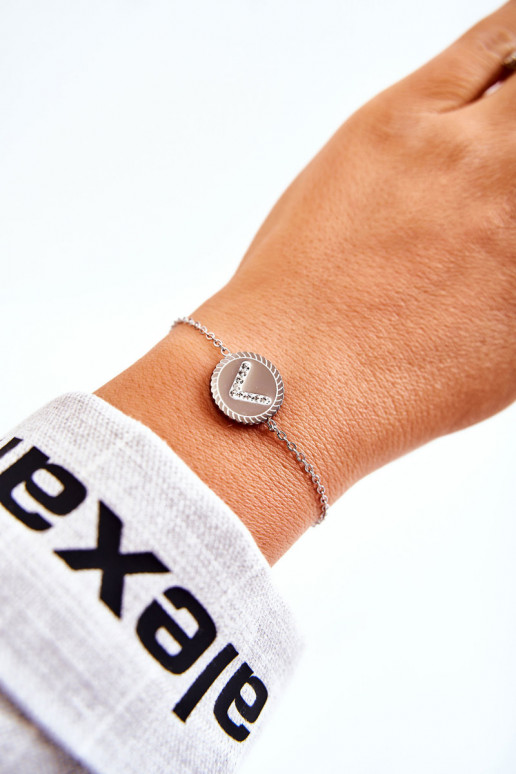 Pulseira feminina com enfeites e olhos de zircão, cor prata