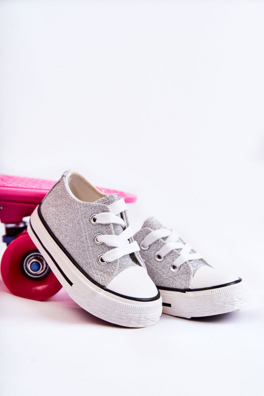 Sapatos casuais infantis com tiras na cor prata Wella