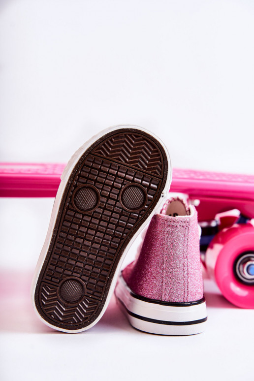 Tênis Catrina de couro com salto na cor rosa Tênis Catrina de couro com salto na cor rosa