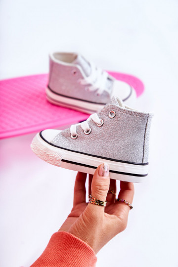 Tênis Catrina de couro prateado 2