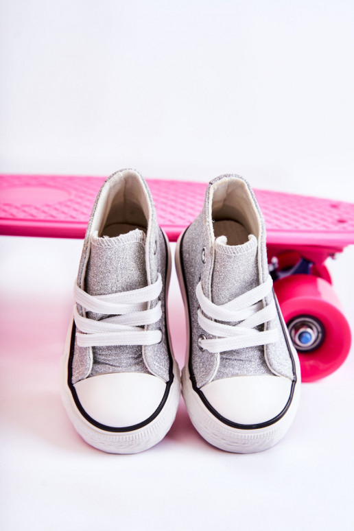 Tênis Catrina de couro prateado Tênis Catrina de couro prateado