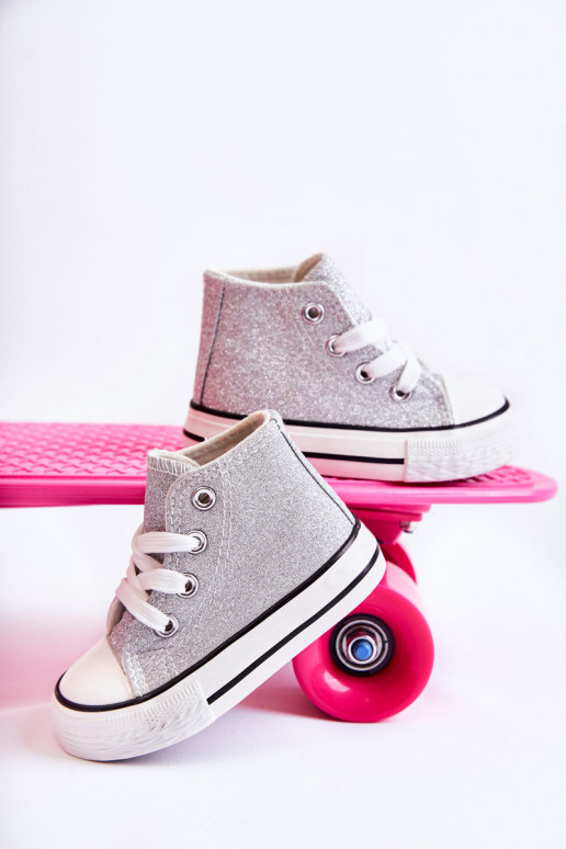 Tênis Catrina de couro prateado Tênis Catrina de couro prateado