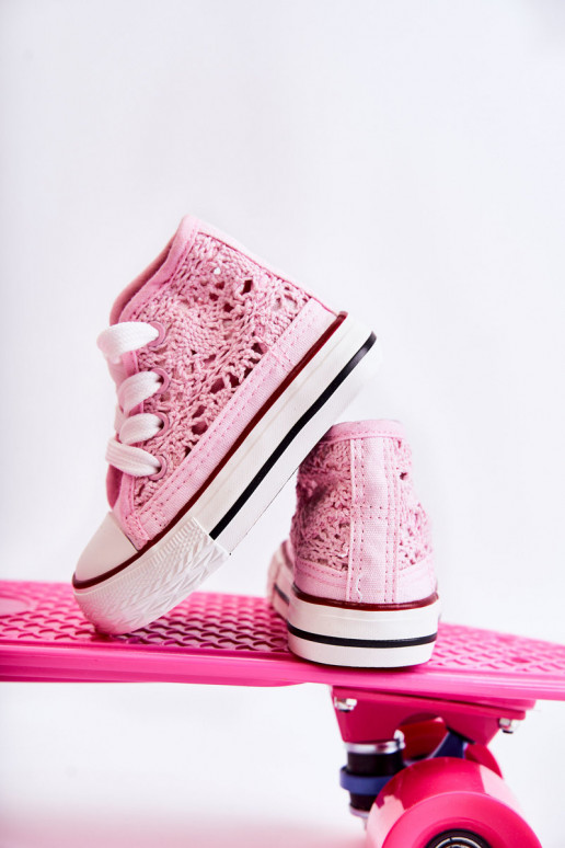 Calçado infantil de lazer com salto rosa Mona Calçado infantil de lazer com salto rosa Mona