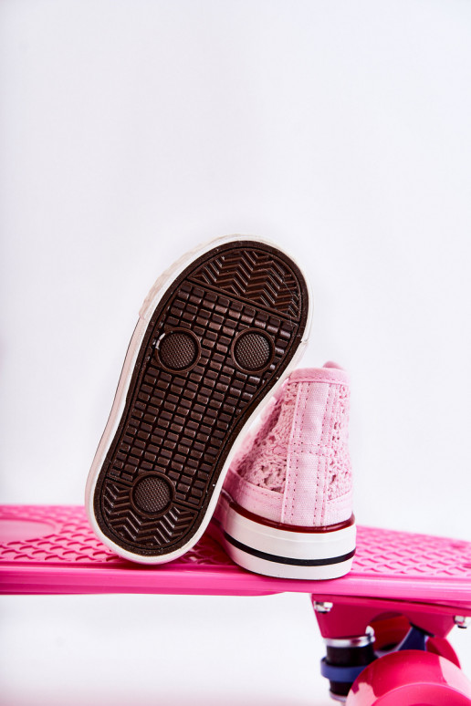 Calçado infantil de lazer com salto rosa Mona Calçado infantil de lazer com salto rosa Mona