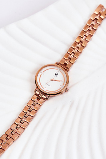 Relógio feminino GG Luxe cor ouro rosa