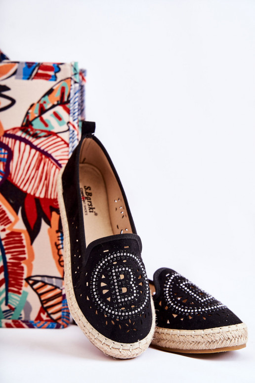 com elementos perfurados Alpercatas de um modelo marcante em preto Meredith com elementos perfurados Alpercatas de um modelo marcante em preto Meredith