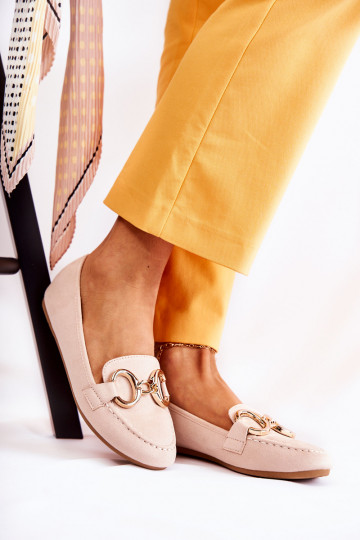 Mocassins com enfeites bege Reality