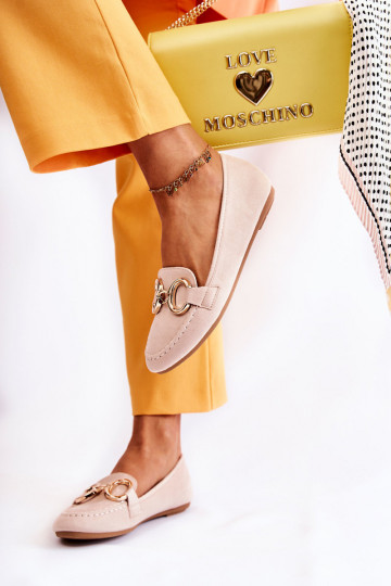Mocassins com enfeites bege Reality 2