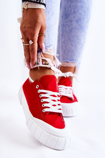 Sapatos femininos com plataforma na cor vermelha Comes 2