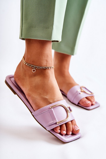 Modelo clássico Chinelos com enfeites cor roxa Shilla