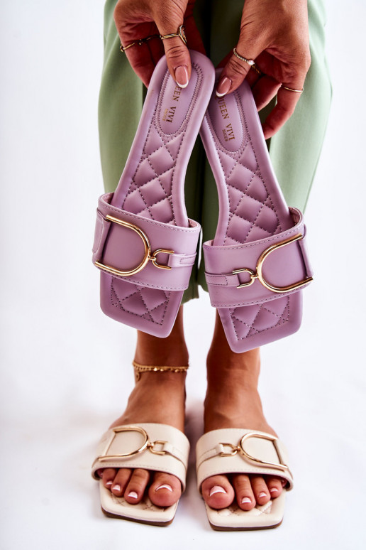 Modelo clássico Chinelos com enfeites cor roxa Shilla