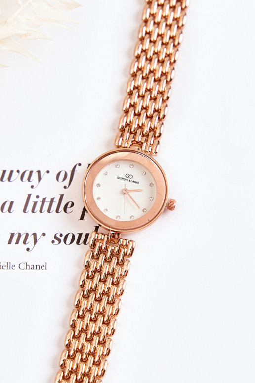 Relógio feminino Giorgio & Dario com olhos brilhantes em ouro rosa Relógio feminino Giorgio & Dario com olhos brilhantes em ouro rosa