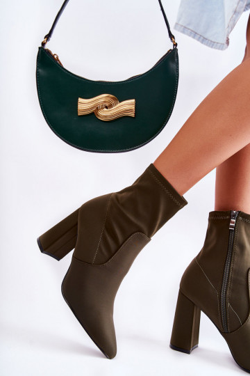 Botas de tecido com salto na cor cáqui Amile 2