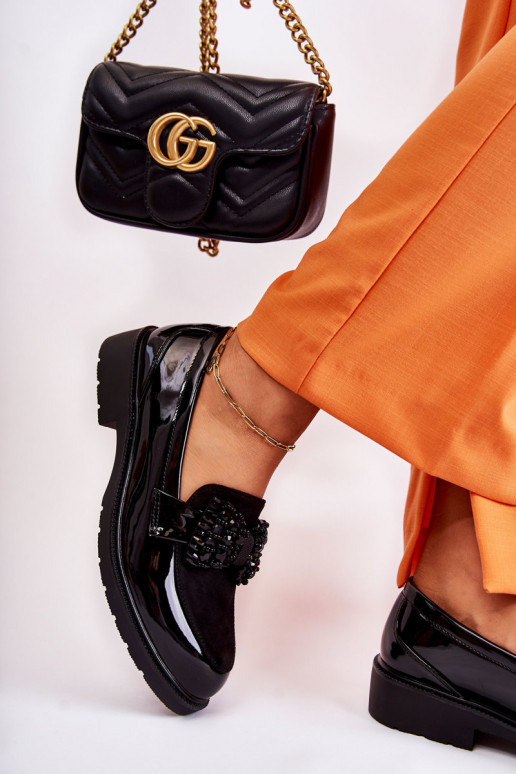 sapatos de couro envernizado com fitas em preto Laurent sapatos de couro envernizado com fitas em preto Laurent