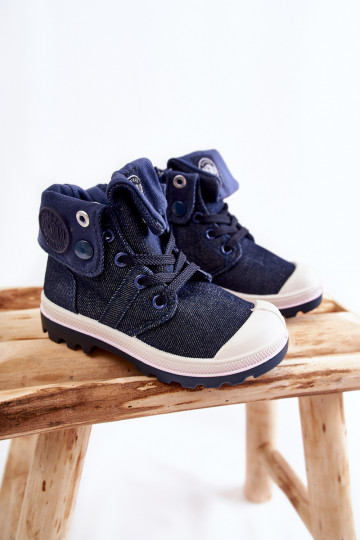 Sapatos casuais infantis com tiras em azul escuro Tobby