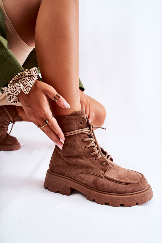 feito de camurça Botas marrons com tiras Vanita