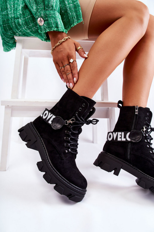 de camurça Botas com aquecimento cor preta Danity de camurça Botas com aquecimento cor preta Danity