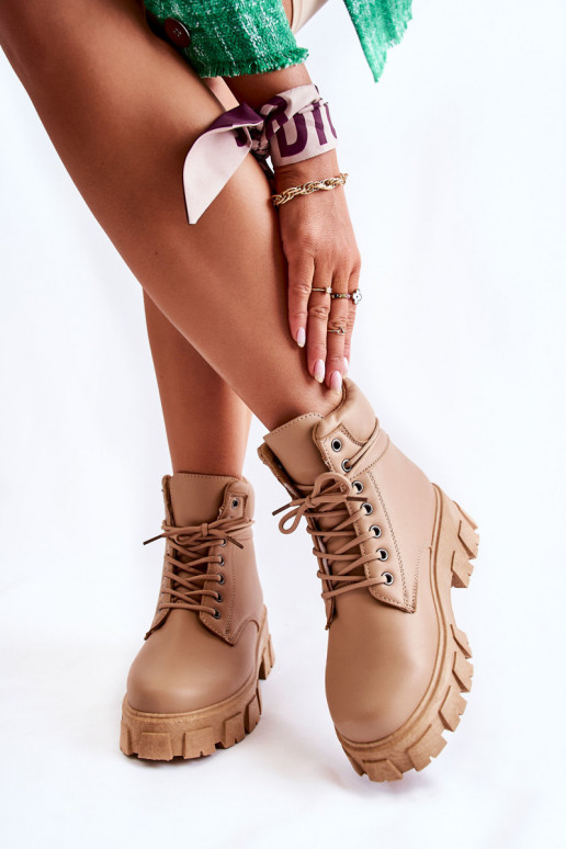 Botas femininas flavin bege aquecidas