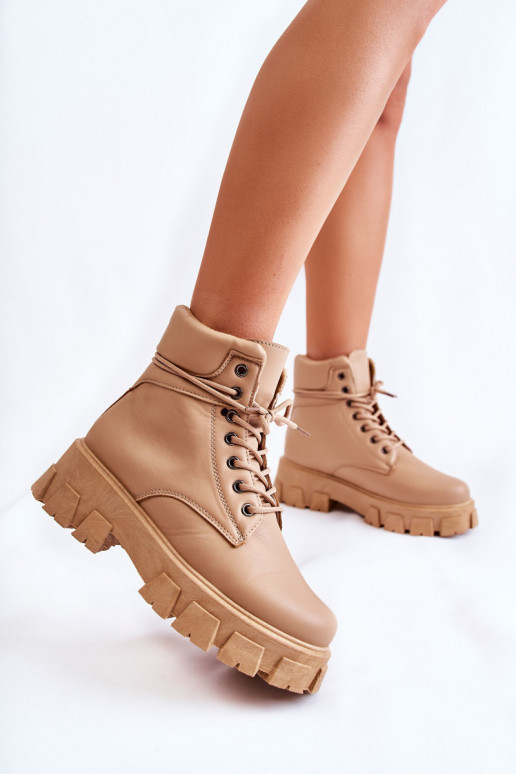 Botas femininas flavin bege aquecidas