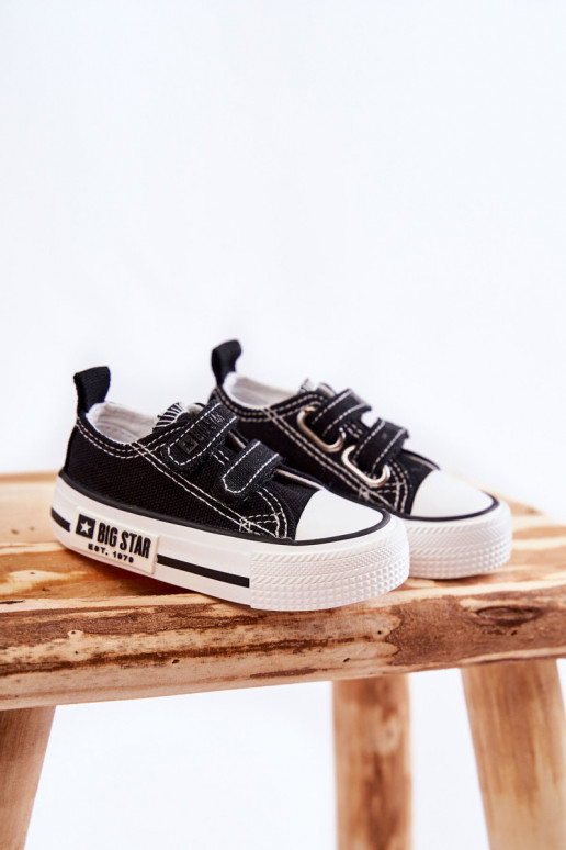Sapatos casuais infantis com fechos adesivos BIG STAR KK374074 preto e branco Sapatos casuais infantis com fechos adesivos BIG STAR KK374074 preto e branco