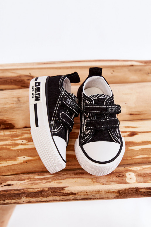 Sapatos casuais infantis com fechos adesivos BIG STAR KK374074 preto e branco