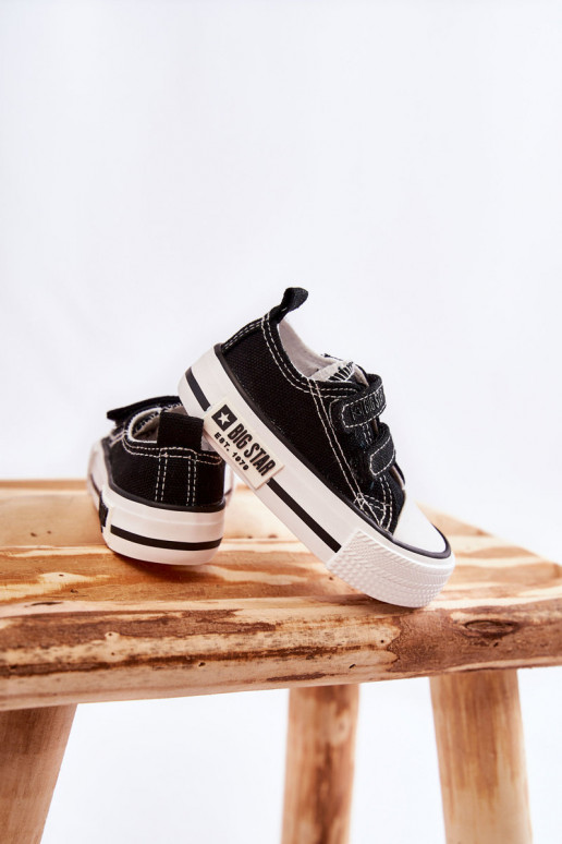 Sapatos casuais infantis com fechos adesivos BIG STAR KK374074 preto e branco Sapatos casuais infantis com fechos adesivos BIG STAR KK374074 preto e branco