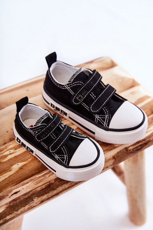 Sapatos casuais infantis com fechos adesivos BIG STAR KK374074 preto e branco