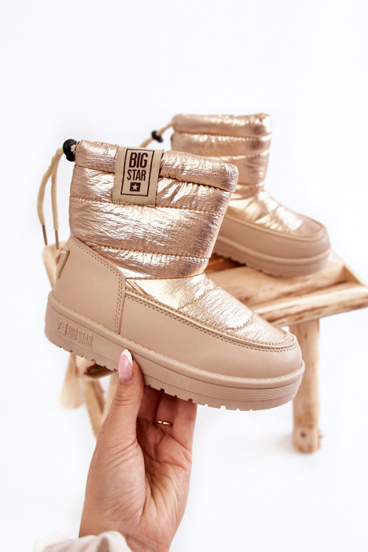 Botas de neve infantis Big Star KK374221 cor bege-ouro
