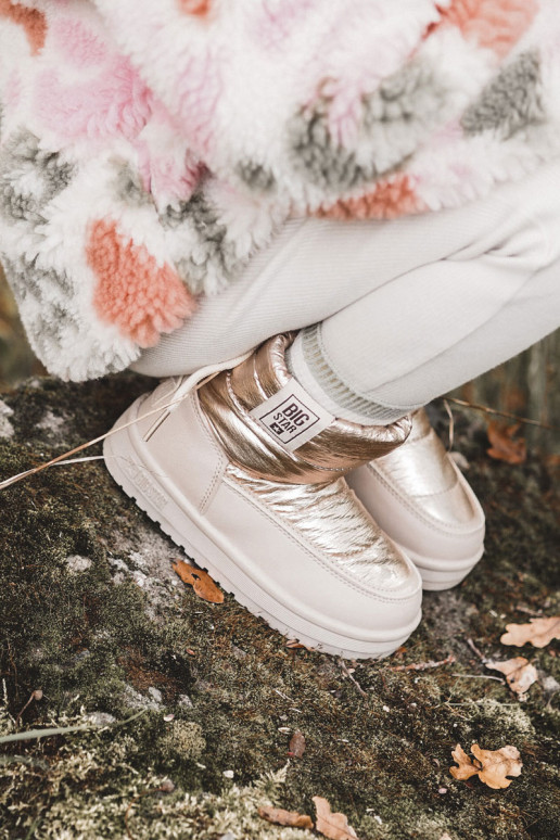Botas de neve infantis Big Star KK374221 cor bege-ouro