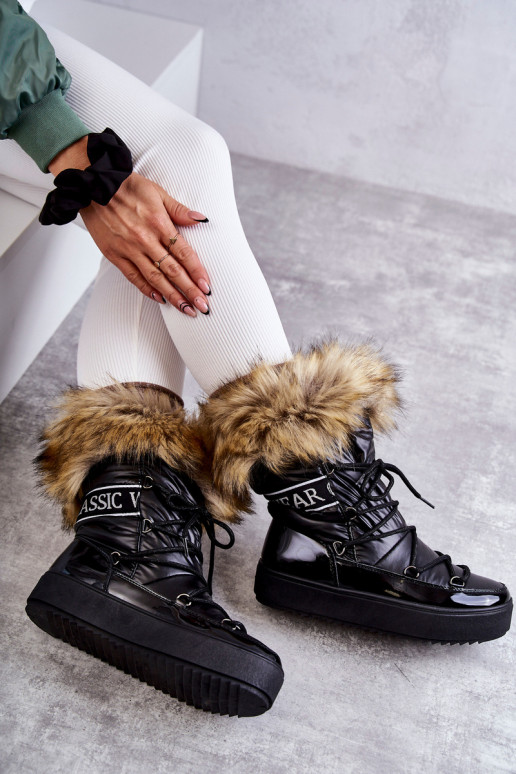 botas de neve com atacadores na cor preta Santero botas de neve com atacadores na cor preta Santero