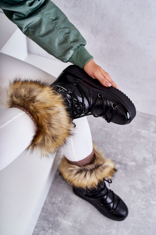 botas de neve com atacadores na cor preta Santero botas de neve com atacadores na cor preta Santero