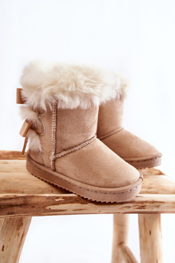 Botas infantis quentes com fitas botas de neve marfim Funky