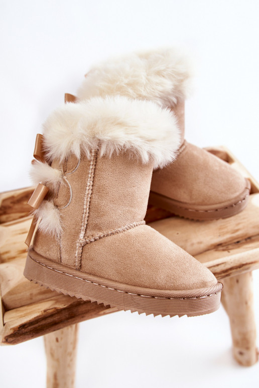 Botas infantis quentes com fitas botas de neve marfim Funky