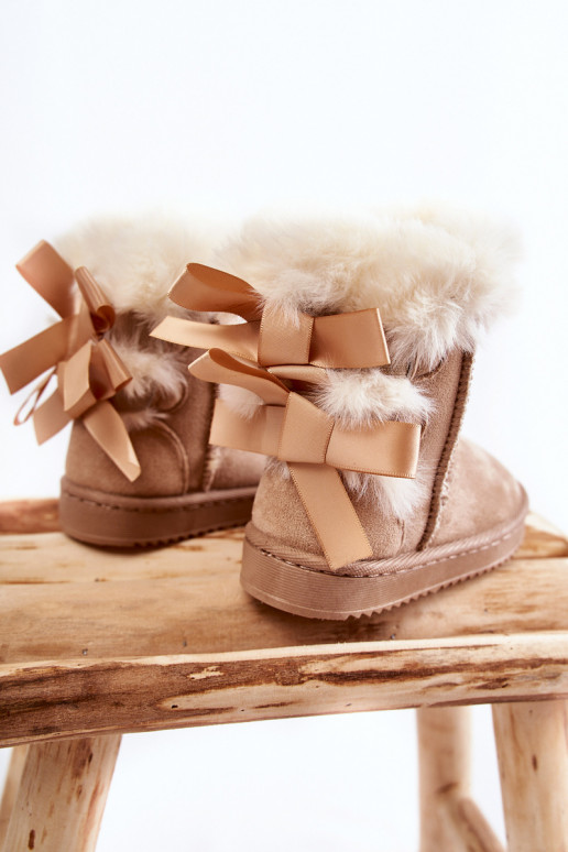 Botas infantis quentes com fitas botas de neve marfim Funky