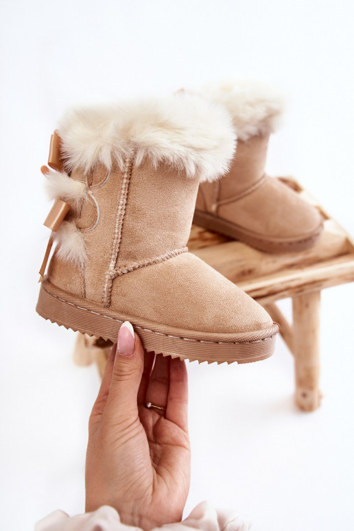 Botas infantis quentes com fitas botas de neve marfim Funky Botas infantis quentes com fitas botas de neve marfim Funky