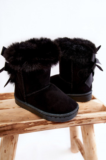 Calçados infantis quentes com fitas botas de neve na cor preta Funky