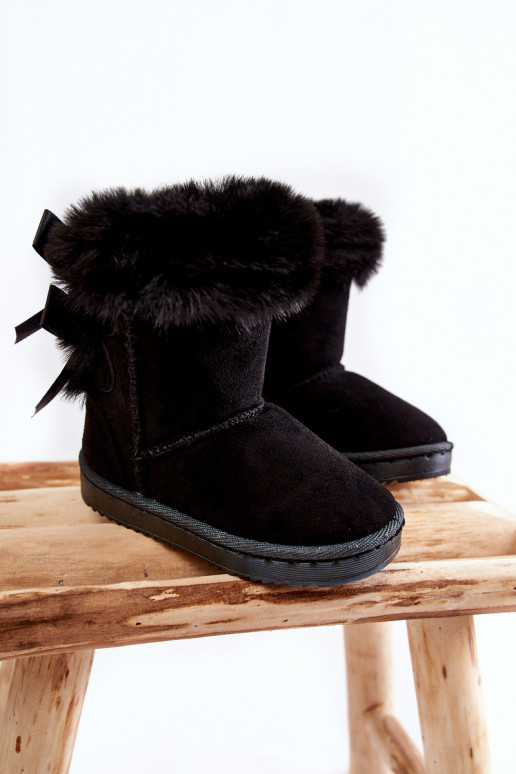 Calçados infantis quentes com fitas botas de neve na cor preta Funky