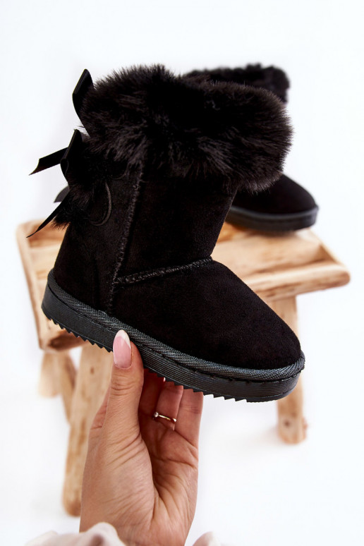 Calçados infantis quentes com fitas botas de neve na cor preta Funky