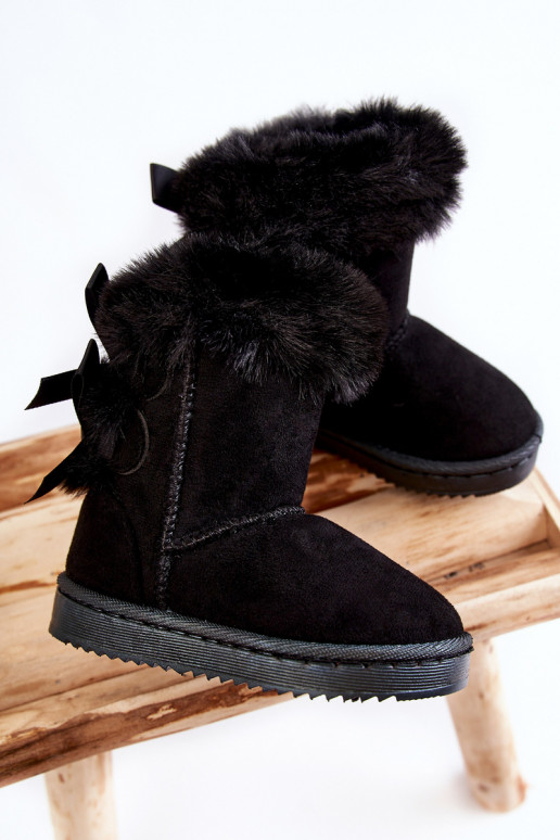Calçados infantis quentes com fitas botas de neve na cor preta Funky