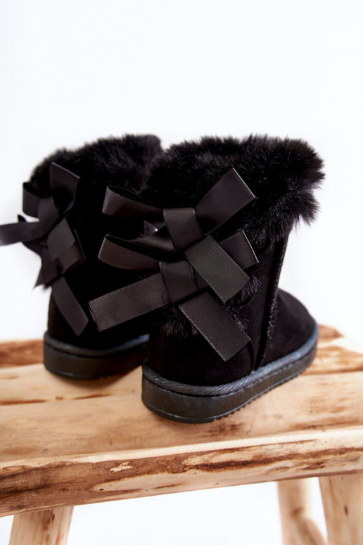 Calçados infantis quentes com fitas botas de neve na cor preta Funky