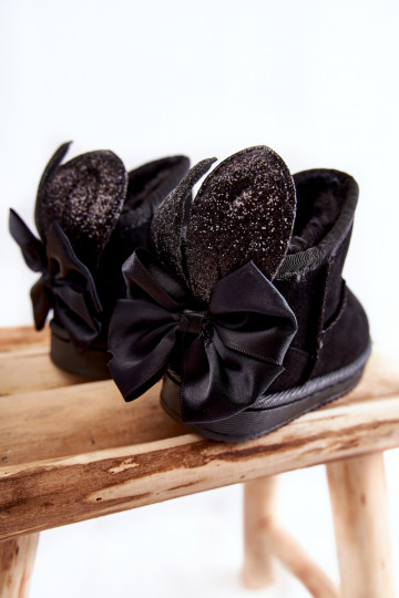 Botas infantis de neve aquecidas com fitas em Meriva preta 2