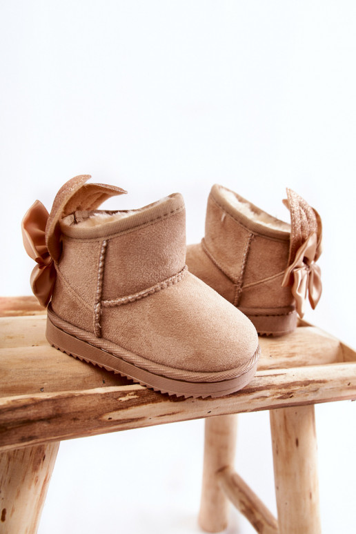 Botas infantis de neve aquecidas com fitas Meriva bege